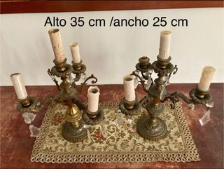 Set di due candelabri in bronzo