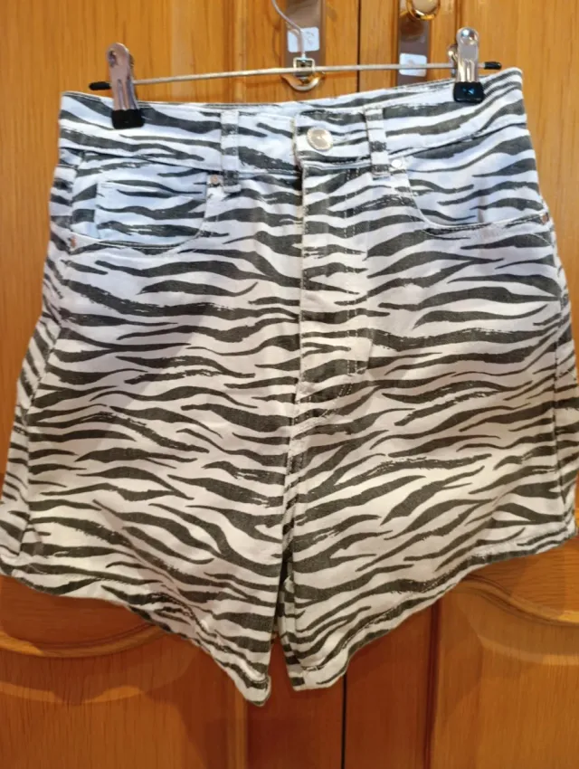 Shorts vaqueros cebra