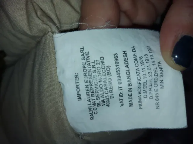 Abrigo Ralph Lauren Plumas Verde Beige