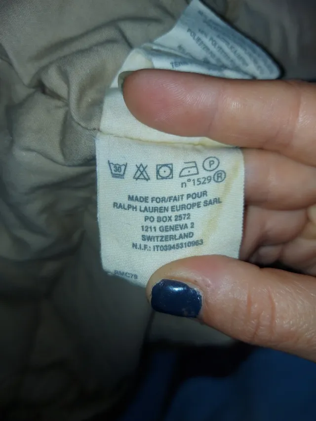 Abrigo Ralph Lauren Plumas Verde Beige