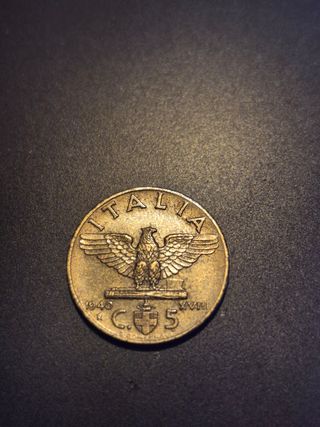 Italia 5 centesimi Lire 1940 Aquila Romana