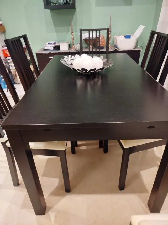 Mesa Comedor Negra + 6 Sillas