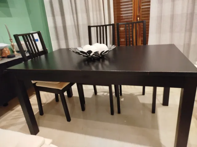 Mesa Comedor Negra + 6 Sillas