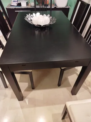 Mesa Comedor Negra + 6 Sillas