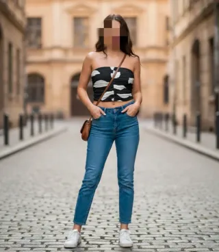 Top Zara lunares blanco y negro