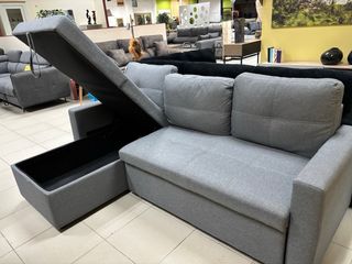 Chaiselongue cama y arcón reversible gris