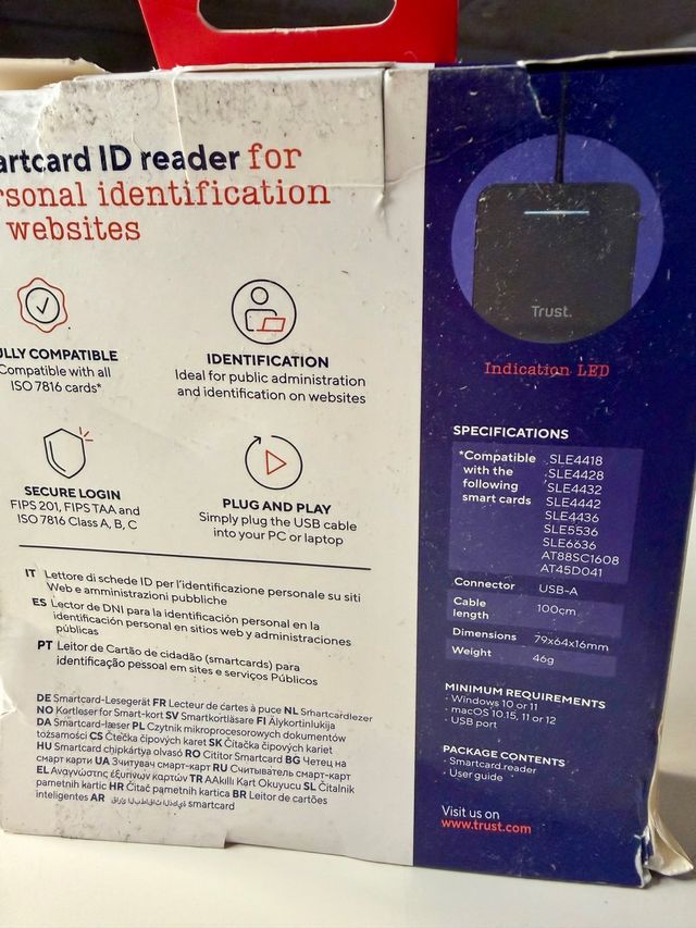 Leitor de cartões inteligentes Trust Primo DNIe USB - Preto