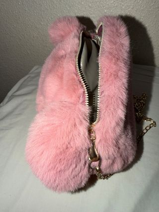 Bolso peluche osito rosa cadena dorada