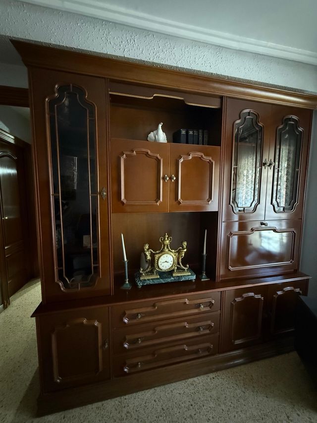 Libreria da soggiorno in legno e vetro