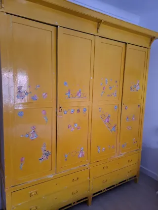 Armario ropero antiguo 4 puertas madera