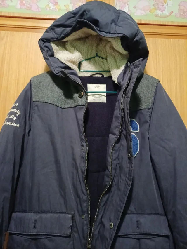 Parka Zara Azul Gris Talla 11-12