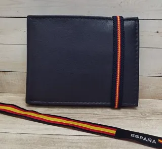 CARTERA MONEDERO PIEL CIERRE BANDERA + REGALO PULS