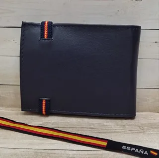 CARTERA MONEDERO PIEL CIERRE BANDERA + REGALO PULS