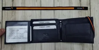 CARTERA MONEDERO PIEL CIERRE BANDERA + REGALO PULS