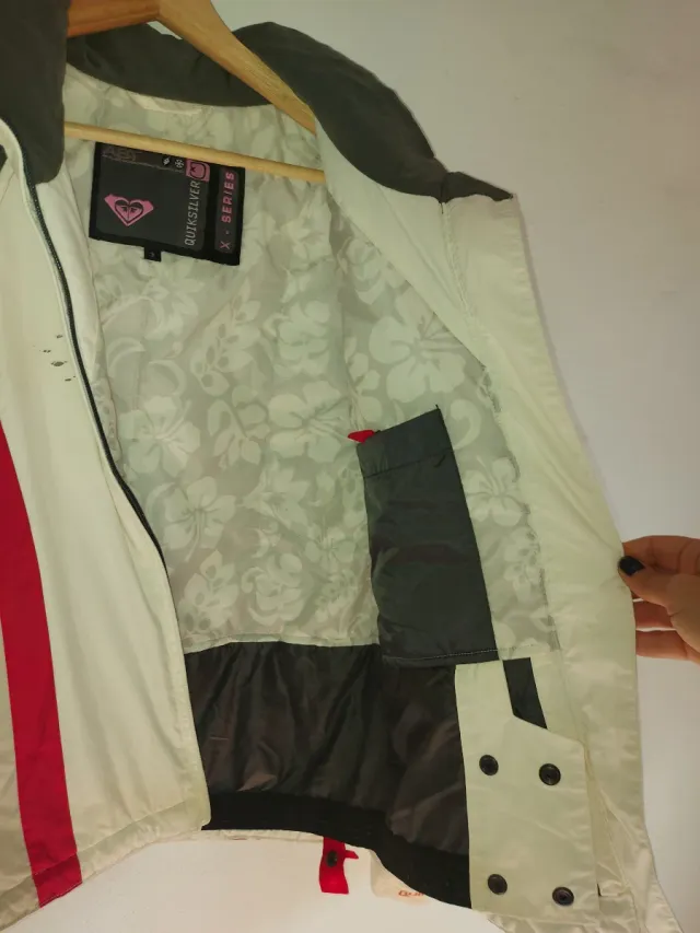 Chaqueta de nieve Roxy blanca y roja