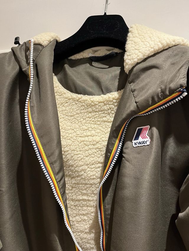 Chaqueta K-Way verde oliva invierno