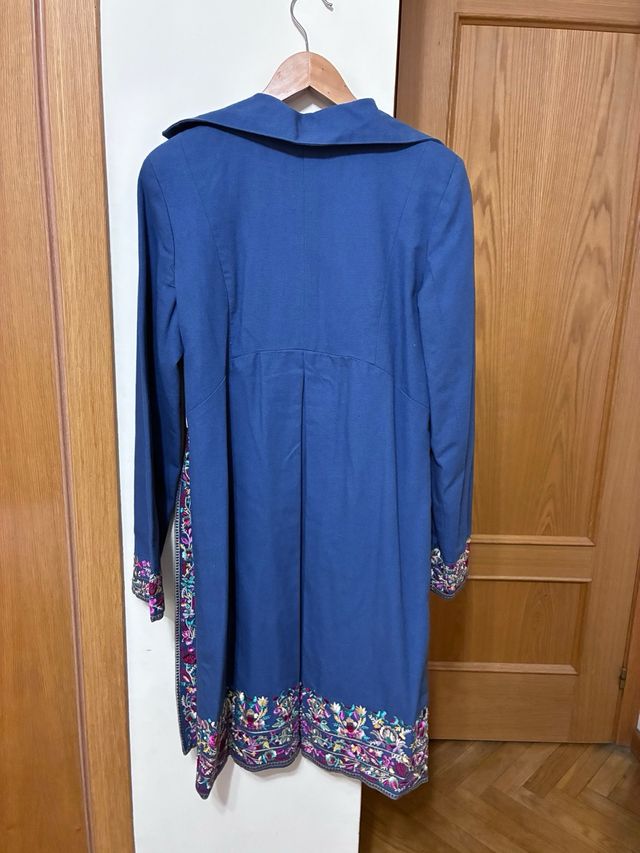 Chaqueta Flamenco Bordada Azul Multicolor