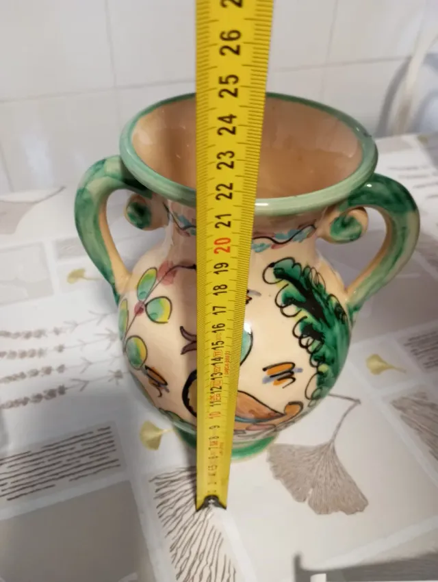 Vaso in ceramica giallo e verde