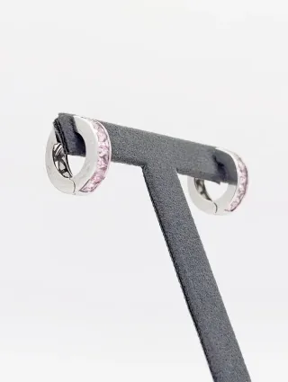 Pendientes en oro blanco de 18K- Rosa de Francia.