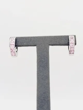 Pendientes en oro blanco de 18K- Rosa de Francia.