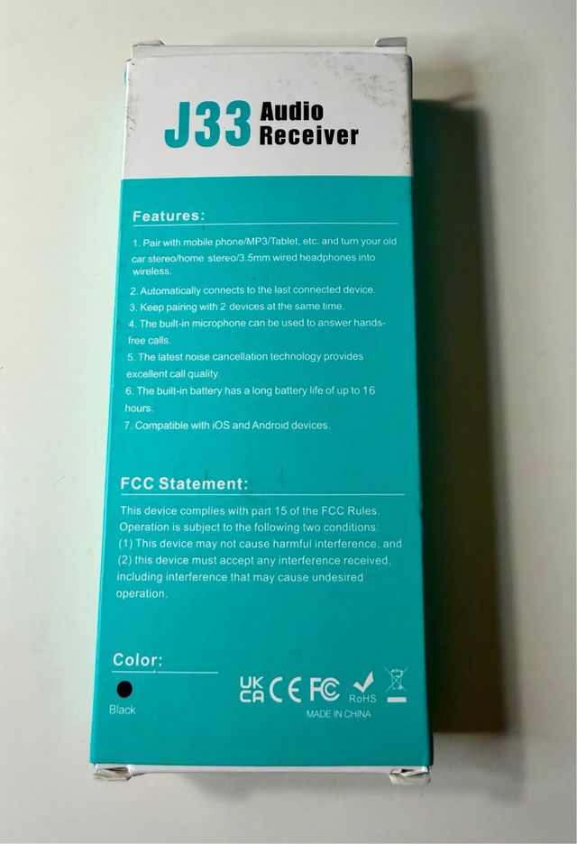 Adaptador Bluetooth AUX carro 5.0 mãos livres