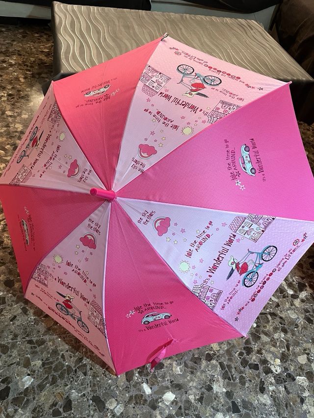 Paraguas infantil rosa con dibujos