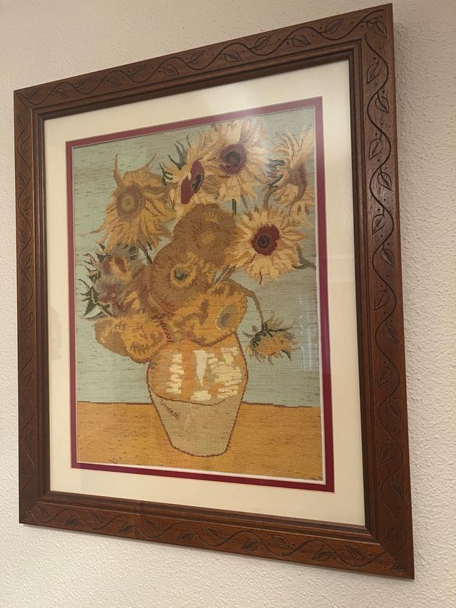 Cuadro punto de cruz Girasoles Van Gogh