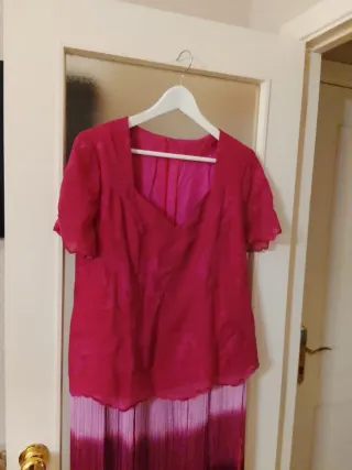 Vestido de madrina rosa bugambilla flecado.