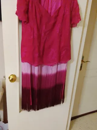 Vestido de madrina rosa bugambilla flecado.