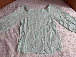 Blusa Massimo Dutti turquesa rayas