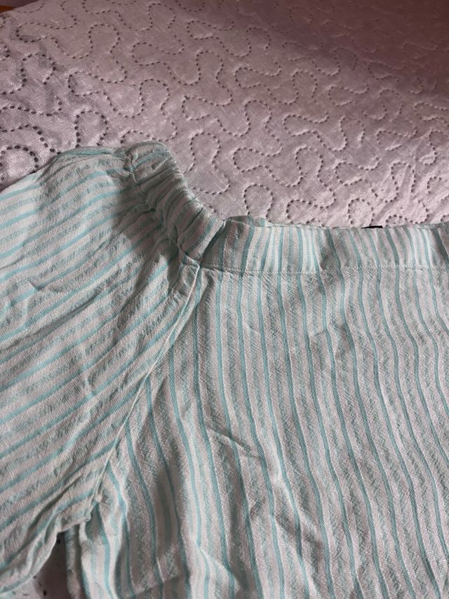 Blusa Massimo Dutti turquesa rayas