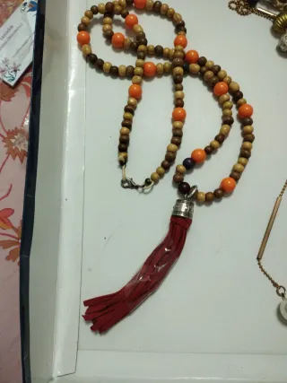 Set 4 collane perline, legno e perle