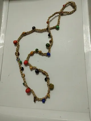 Set 4 collane perline, legno e perle