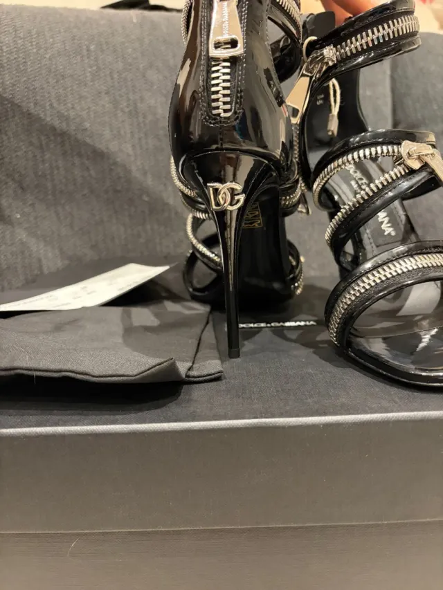 Sandalias Dolce & Gabbana Tacón Cremallera Negra