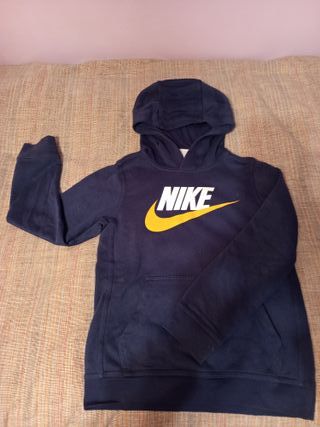 Sudadera Nike Azul  Logo Amarillo talla 10-12 años