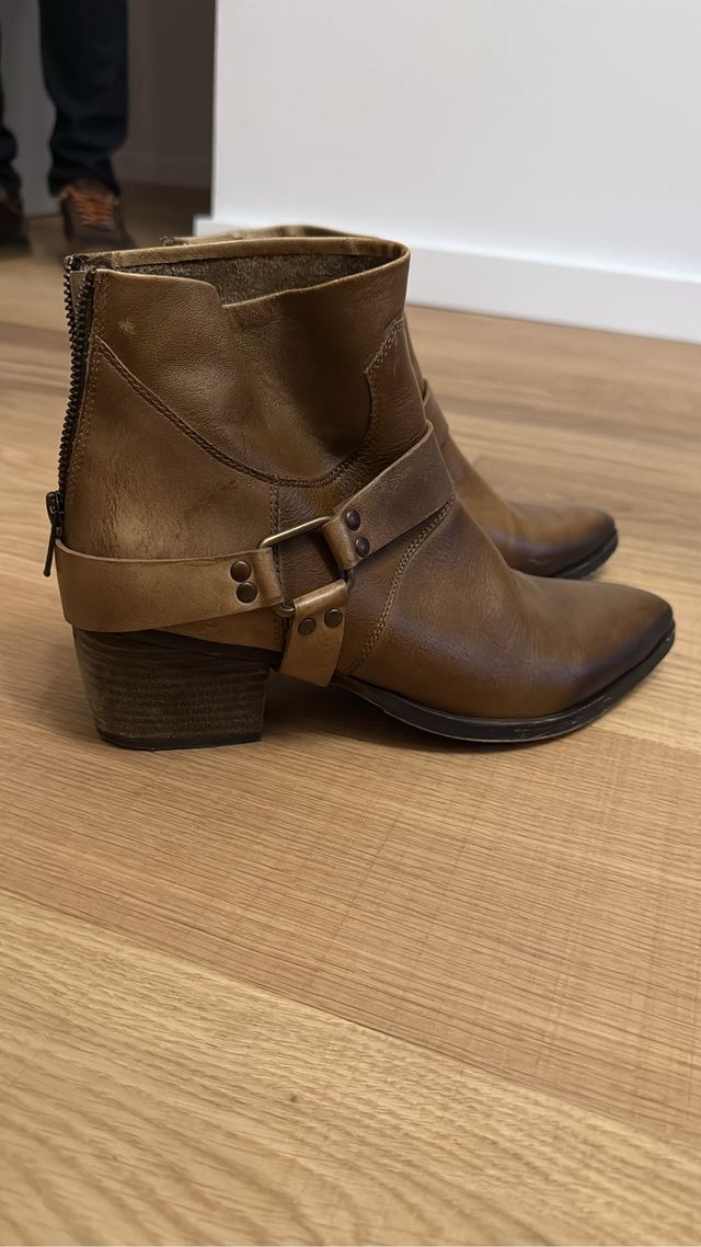 Botines tacón mujer piel marrón talla 39