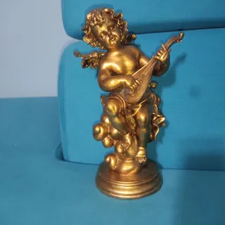 Angelo dorato con mandolino cm 30