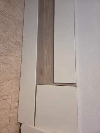 Cabezal cama matrimonio madera marron y blanco