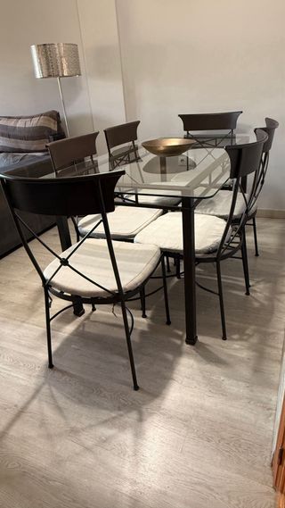 Mesa y 4 Sillas Forja Cristal