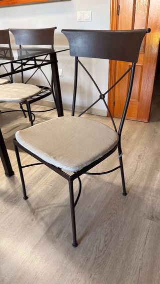Mesa y 4 Sillas Forja Cristal