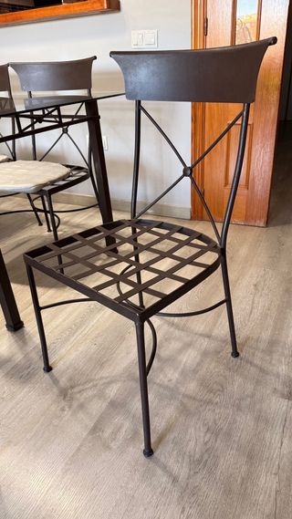 Mesa y 4 Sillas Forja Cristal