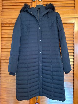 Abrigo plumífero largo mujer azul marino