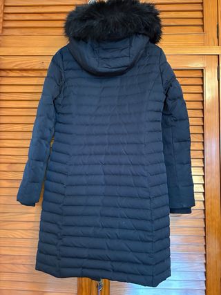 Abrigo plumífero largo mujer azul marino