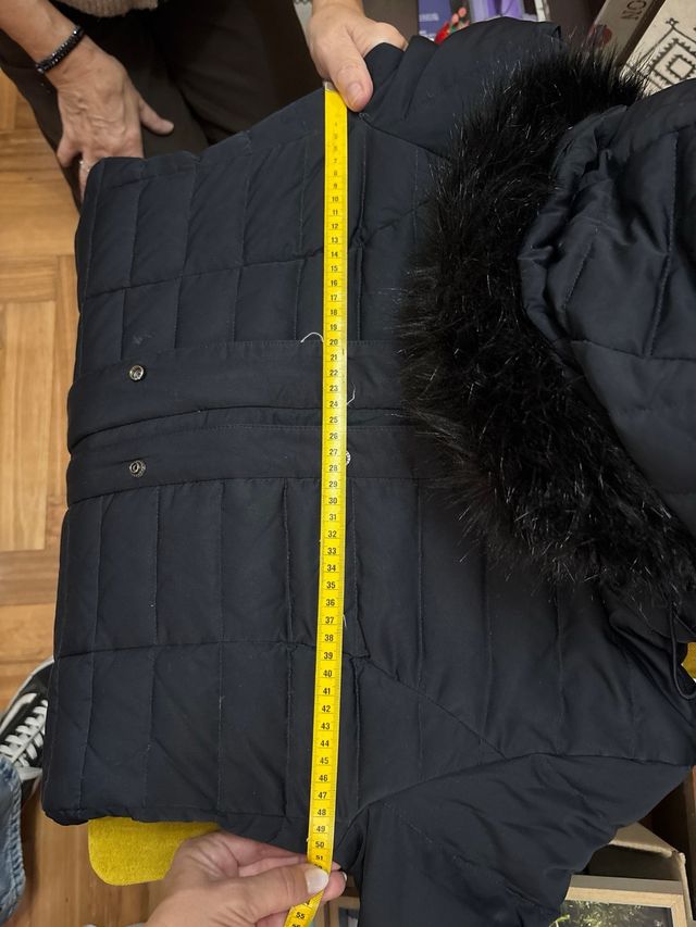 Abrigo plumífero largo mujer azul marino