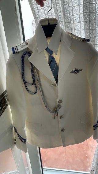 Traje Capitán Marinero Niño Blanco Azul Talla 10