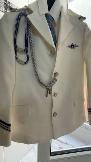 Traje Capitán Marinero Niño Blanco Azul Talla 10