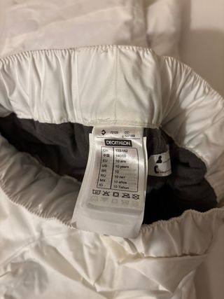 Pantalón de nieve blanco, talla 10