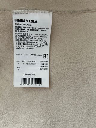 Abrigo pelo Bimba y Lola beige