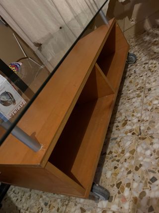 Mesa de centro salón cristal y madera