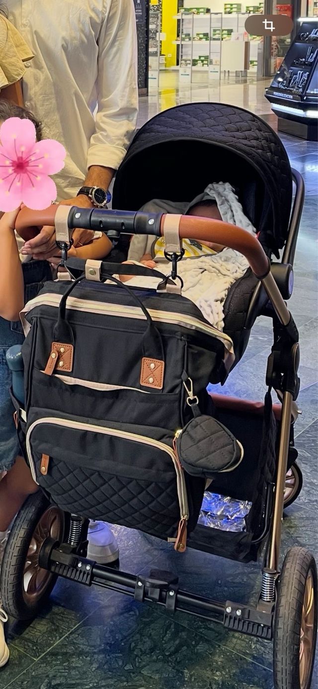 Carrito de bebé 3 piezas negro y dorado